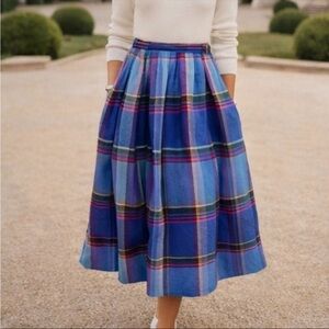 Vintage Diane Von Furstenberg Plaid Wool Skirt Pink Purple Academia 14